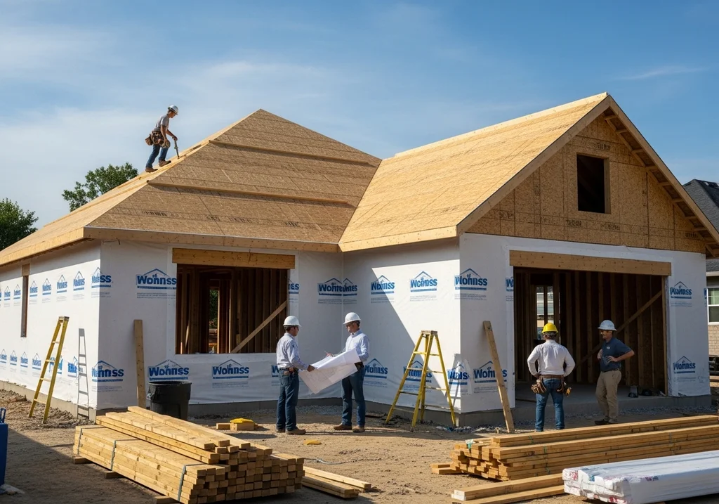 chantier maison toit